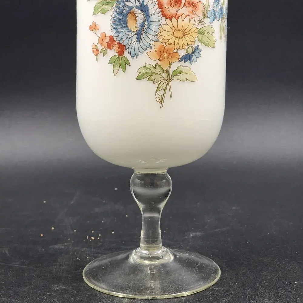 Norleans Satin Frosted Hand Painted Floral Vase Bristol Milk Glass 11